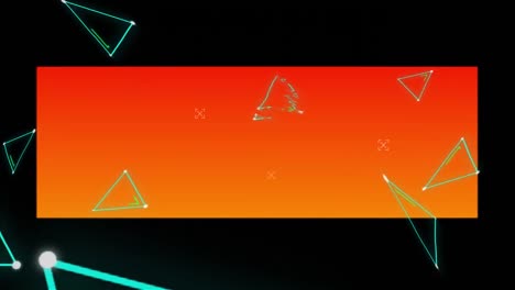 Animation-Von-Dreiecken,-Die-Sich-über-Schwarzem-Und-Orangefarbenem-Hintergrund-Bewegen