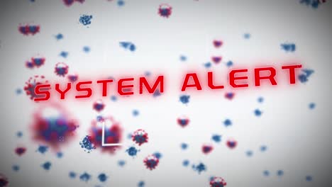 Animation-of-system-alert-over-white-background-with-viruses