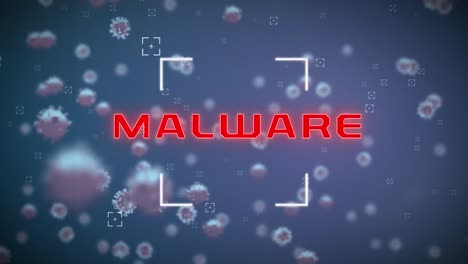 Animación-De-Malware-Sobre-Fondo-Azul-Con-Virus