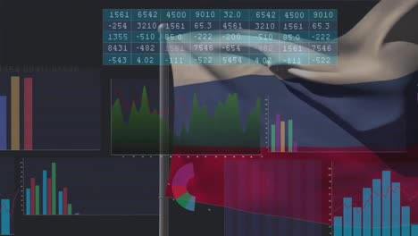 Animation-Der-Flagge-Russlands-über-Die-Datenverarbeitung