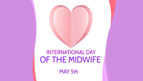 Animation-of-international-midwives-day-and-heart-over-white-background-with-pink-frame
