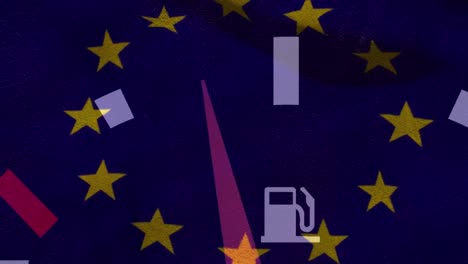 Animation-Der-EU-Flagge-über-Dem-Autopaneel