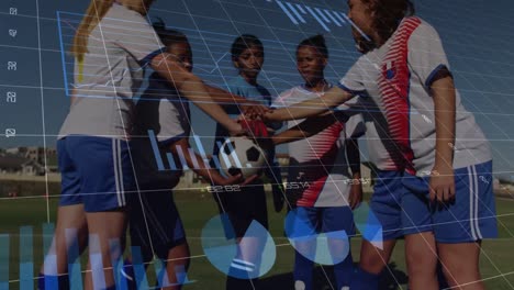 Animation-of-data-processing-over-diverse-caucasian-female-soccer-players