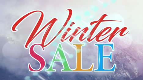 Animation-of-winter-sale-text-and-dna-strand-over-mountains