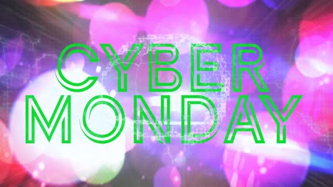 Animation-of-cyber-monday-text-and-brain-on-black-background