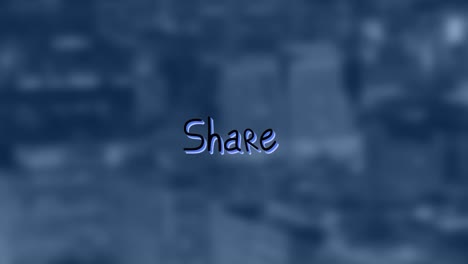 Animation-of-share-text-with-arrows-over-out-of-focus-cityscape