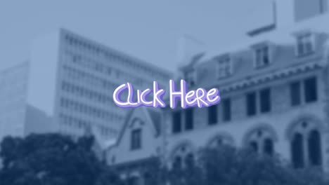 Animation-of-click-text-with-arrows-over-out-of-focus-cityscape