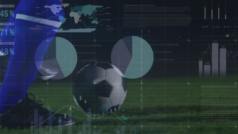 Animation-Der-Datenverarbeitung-über-Einem-Afroamerikanischen-Männlichen-Fußballspieler