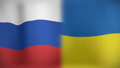 Animation-of-moving-and-floating-flags-of-russia-and-ukraine