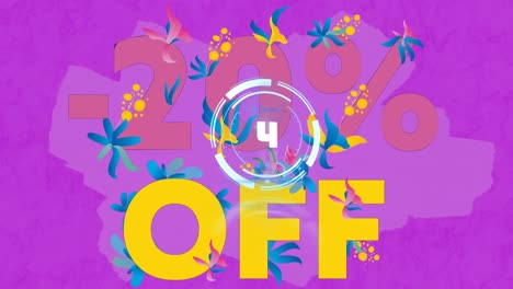 Animation-of-20-percentage-text-with-shapes-and-scope-scanning-on-pink-background