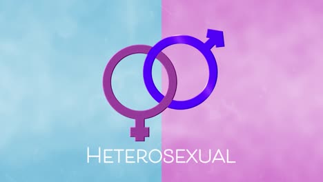 Animation-of-heterosexual-text-and-symbol-on-red-and-blue-background