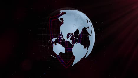 Animation-Von-Vorhängeschloss-Und-Globus-Auf-Schwarzem-Hintergrund