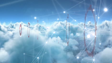 Animation-Des-Scope-Scannens-Und-Netzwerks-Von-Verbindungen-über-Wolken