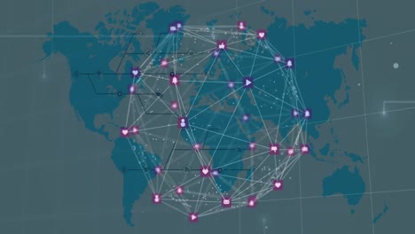 Animation-Des-Globus-Der-Verbindungen-über-Der-Weltkarte