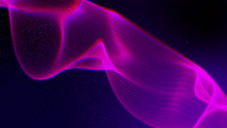 Animation-Eines-Rosa-Digitalen-Netzes,-Das-Auf-Violettem-Hintergrund-Winkt