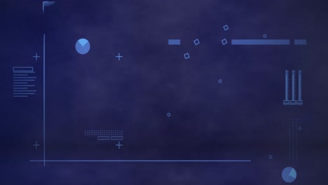 Animation-Der-Datenverarbeitung-Und-Wolken-Auf-Blauem-Hintergrund