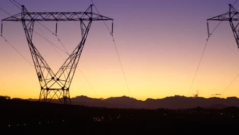 Animation-of-electricity-poles-at-sunset