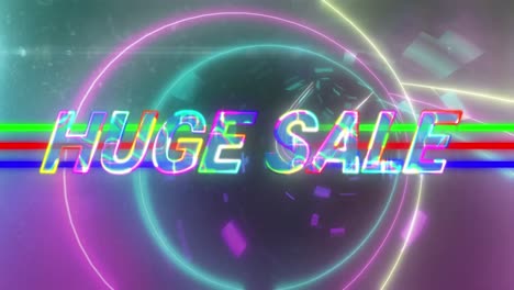 Animation-of-huge-sale-over-tunnel-made-of-lights-moving-fast