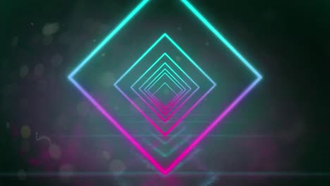 Animation-of-neon-squares-moving-in-green-digital-space