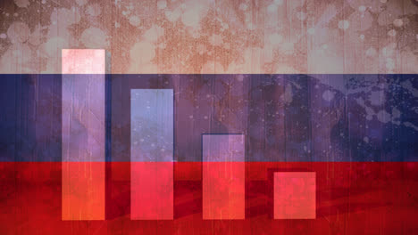 Animation-Von-Grafiken-über-Der-Flagge-Russlands