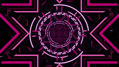 Animation-Von-Rosafarbenen-Neon-Kaleidoskop-Formen-über-Dem-Scope-Scannen
