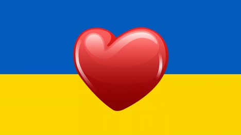 Animation-of-heart-beating-over-flag-of-ukraine