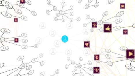 Animation-of-network-of-connections-with-people-icons-over-white-background