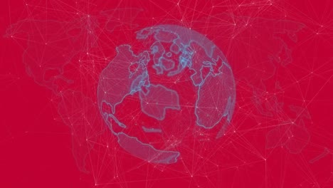 Animation-Des-Globus-Und-Netzwerks-Von-Verbindungen-Auf-Rosa-Hintergrund