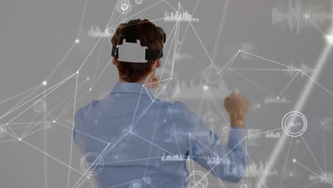 Animation-of-network-of-connections-over-caucasian-businessman-wearing-vr-headset