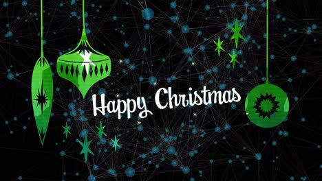 Animation-of-happy-christmas-text-and-network-of-connections-on-black-background