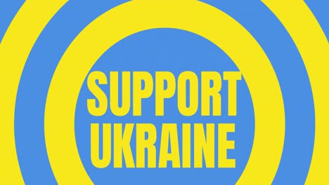 Animation-of-support-ukraine-text-over-blue-and-yellow-circles