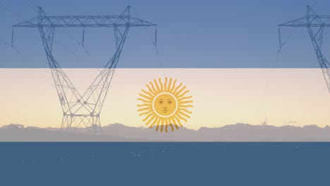 Animation-Der-Flagge-Argentiniens-über-Pylonen