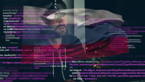 Animation-of-caucasian-male-hacker-over-data-processing-and-flag-of-russia