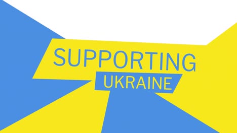 Animation-of-support-ukraine-text-over-blue-and-yellow-shapes