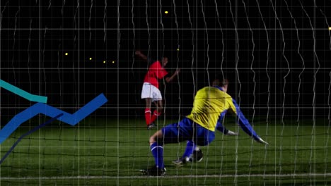 Animation-of-graphs-and-data-over-diverse-male-soccer-players-at-stadium