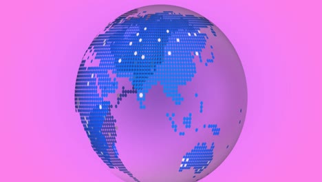 Animation-of-spinning-globe-on-pink-background