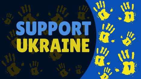 Animation-of-support-ukraine-text-over-yellow-hands