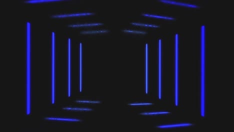 Animation-Violetter-Neonlichtlinien,-Die-Sich-In-Hypnotischer-Bewegung-Auf-Schwarzem-Hintergrund-Bewegen