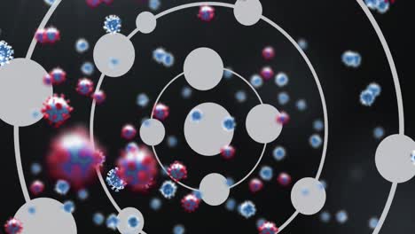 Animation-Von-Viruszellen-über-Kreisen-Und-Punkten