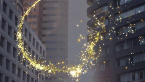 Animation-Eines-Lichtflecks,-Der-Sich-über-Das-Stadtbild-Bewegt