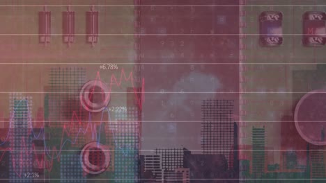 Animation-Der-Datenverarbeitung-über-Serverraum-Und-Stadtbild