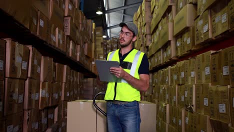 Warehouse-worker-checking-his-list