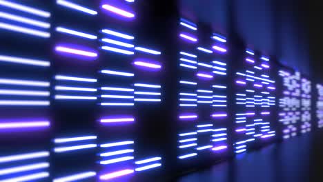 Animation-of-purple-neon-light-lines-flickering-on-black-background