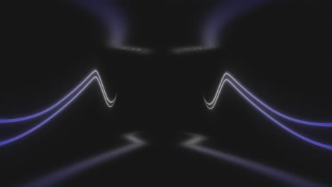 Animation-Von-Violetten-Und-Weißen-Neonlichtlinien,-Die-Auf-Schwarzem-Hintergrund-Flackern