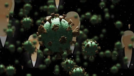 Animation-Von-Viruszellen-über-Symbolen-Von-Geschäftsleuten