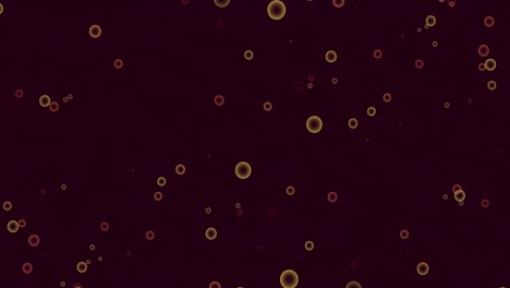 Animation-of-yellow-and-red-spots-of-light-jumping-in-hypnotic-motion-on-black-background