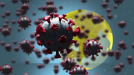 Animation-of-falling-covid-19-cells-over-globe