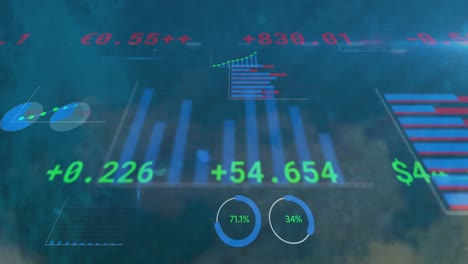 Animation-Von-Finanzdaten-Und-Grafiken-Auf-Marineblauem-Hintergrund