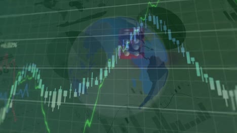 Animation-Der-Finanzdatenverarbeitung-über-Globus-Und-Roten-Würfeln