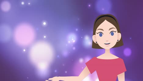 Animation-Des-Frauensymbols-über-Leuchtenden-Flecken-Auf-Blauem-Hintergrund
